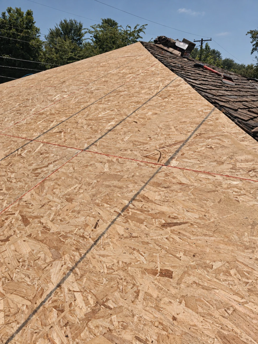 Roof decking during installation